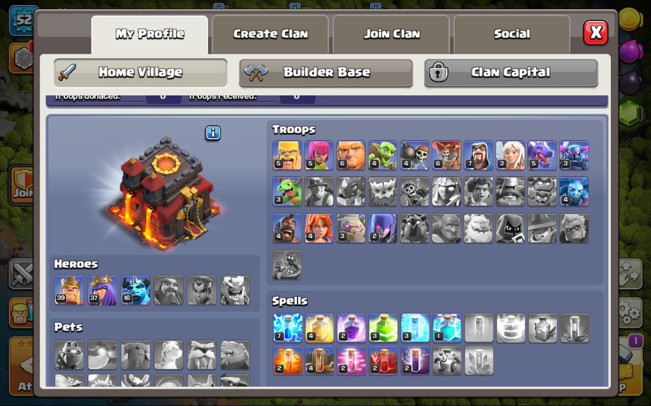 Town Hall 10 (TH10) | Level 52 | Heroes 39/37/16 | 200+ Gems | Full Access - Image 2
