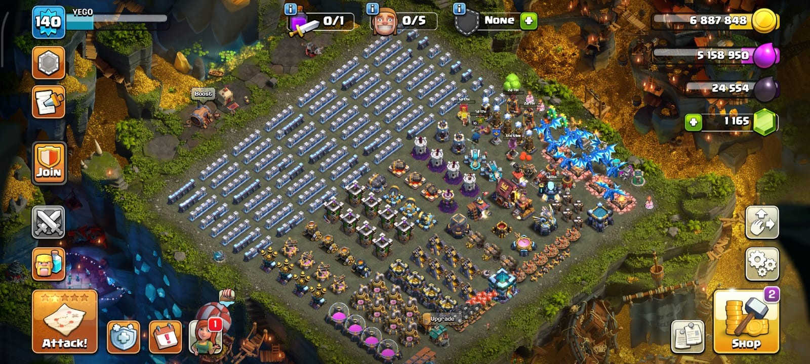 Town Hall 13 (TH13) Maxed | 5 Hero Skins | Exclusive Scenery | 725 League Medals - Image 1