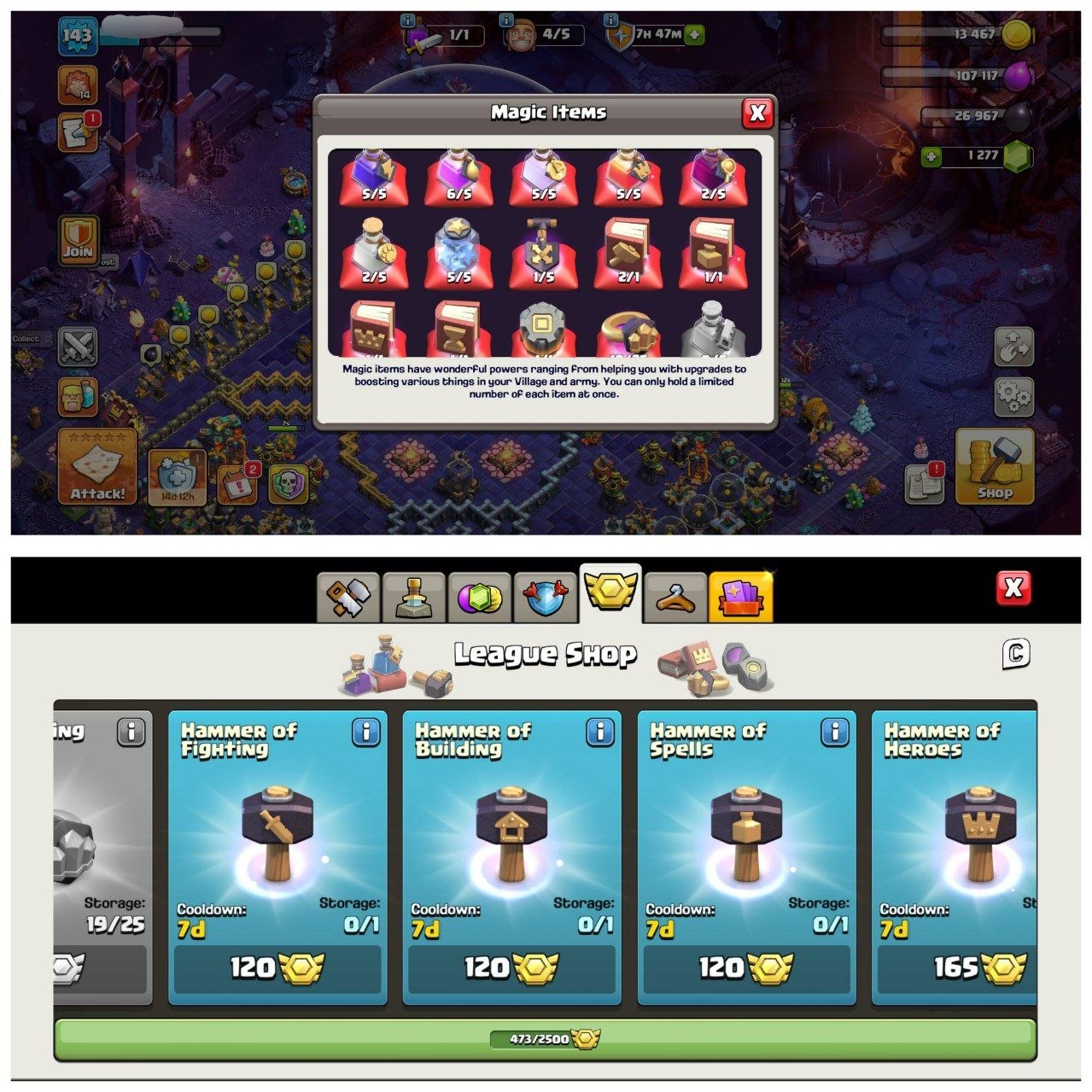 TH14 ALMOST MAX ID⚡️10 EPIC EQUIPMENT⚡️XP-143⚡️HERO 76-80-49-55-30⚡️1000 GEMS  NAME CHANGE⚡️COSMIC SCENERY⚡️ MAGIC ITEMS⚡️ 473 CWL MEDALS⚡️OP LAB⚡️INSTANT DELIVERY 🚚 - Image 3