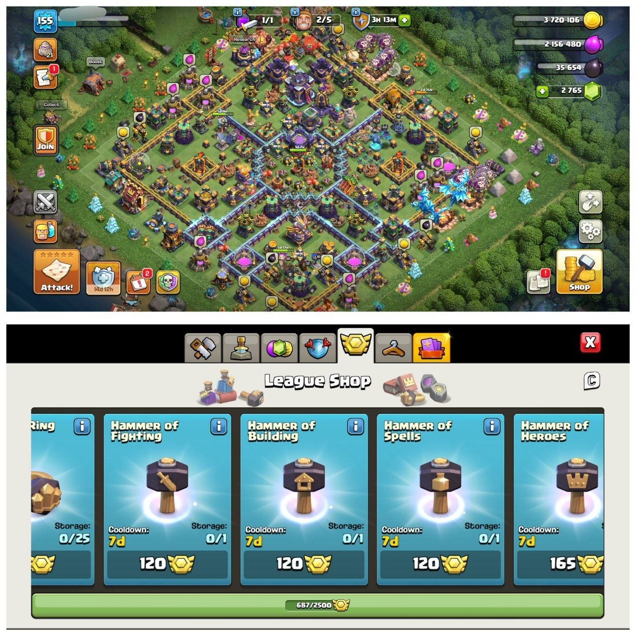 TH15 HALF MAX ID⚡️7 EPIC EQUIPMENT⚡️XP-155⚡️HERO 74-81-60-60-32-8⚡️FREE NAME CHANGE⚡️ MAGIC ITEMS⚡️ 687 CWL MEDALS⚡️OP LAB⚡️INSTANT DELIVERY 🚚 - Image 4