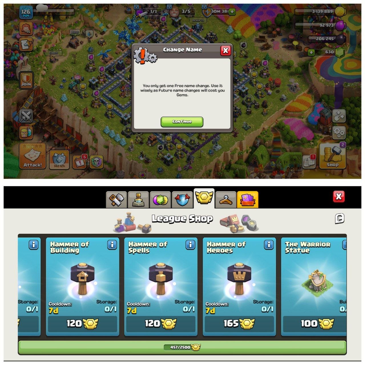 TH14 RUSH ID⚡️9 EPIC EQUIPMENT⚡️XP-126⚡️HERO 48-47-34-25-18⚡️FREE NAME CHANGE⚡️ 457 CWL MEDALS⚡️OP LAB⚡️INSTANT DELIVERY 🚚 - Image 4