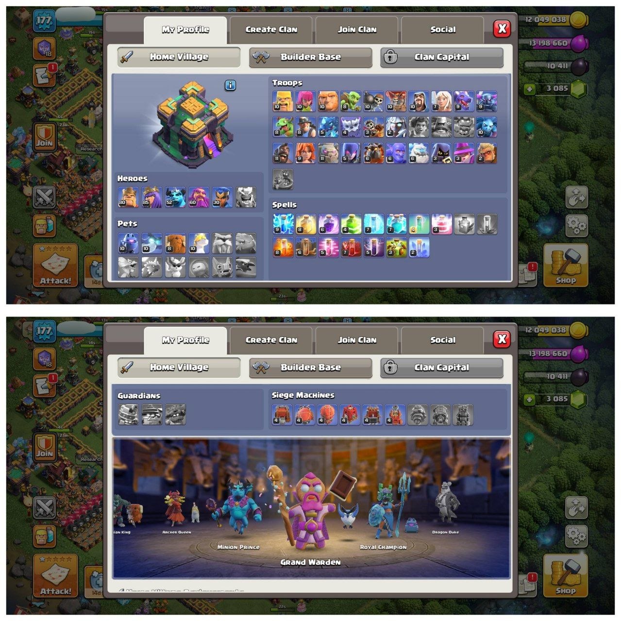 TH14 PURE MAX ID⚡️9 EPIC EQUIPMENT⚡️XP-177⚡️HERO 80-85-52-60-30⚡️500 GEMS NAME CHANGE⚡️ MAGIC ITEMS⚡️ 596 CWL MEDALS⚡️OP LAB⚡️INSTANT DELIVERY 🚚 - Image 2