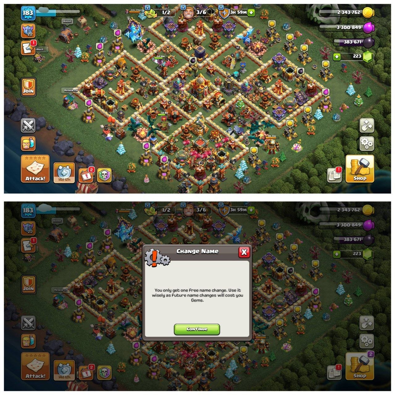 TH16 NEAR MAX ID⚡️5 EPIC EQUIPMENT⚡️XP-183⚡️HERO 90-95-43-65-45-12⚡️FREE NAME CHANGE⚡️OP LAB⚡️INSTANT DELIVERY 🚚 - Image 1