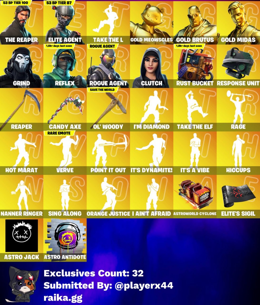 [PC/PSN/XBOX] 259 skins | The Reaper | Elite Agent | Gold Meowscles | Gold Brutus | Gold Midas | Grind | Reflex | Rogue Agent | Clutch | Sentinel | 2200 VB - Image 7