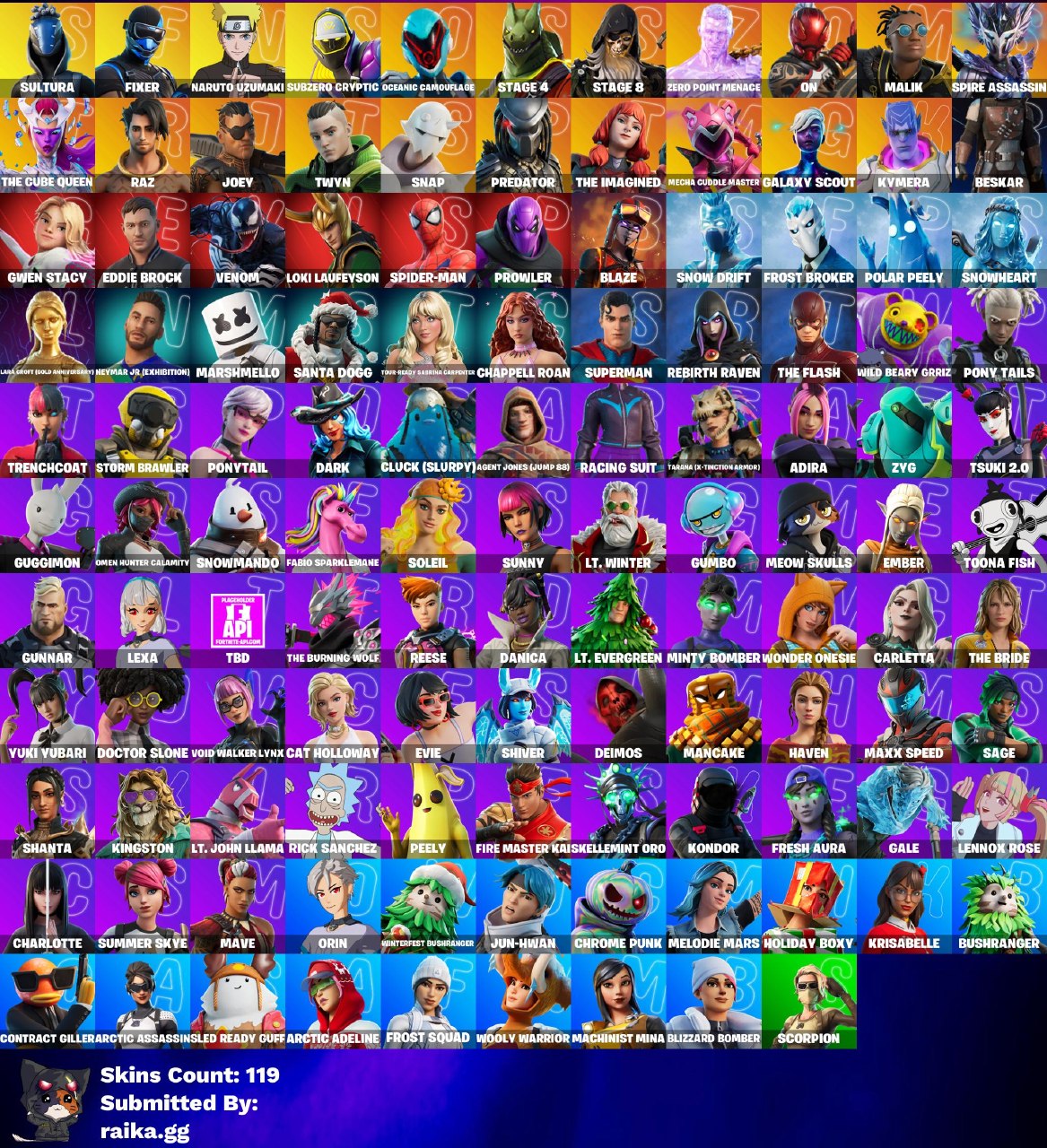 [PC/PSN/XBOX]119 skins | Subzero Cryptic | Sultura | Naruto Uzumaki | Fixer | Oceanic Camouflage | ON | STAGE 8 | STAGE 4 | Zero Point Menace | 650 VB - Image 3