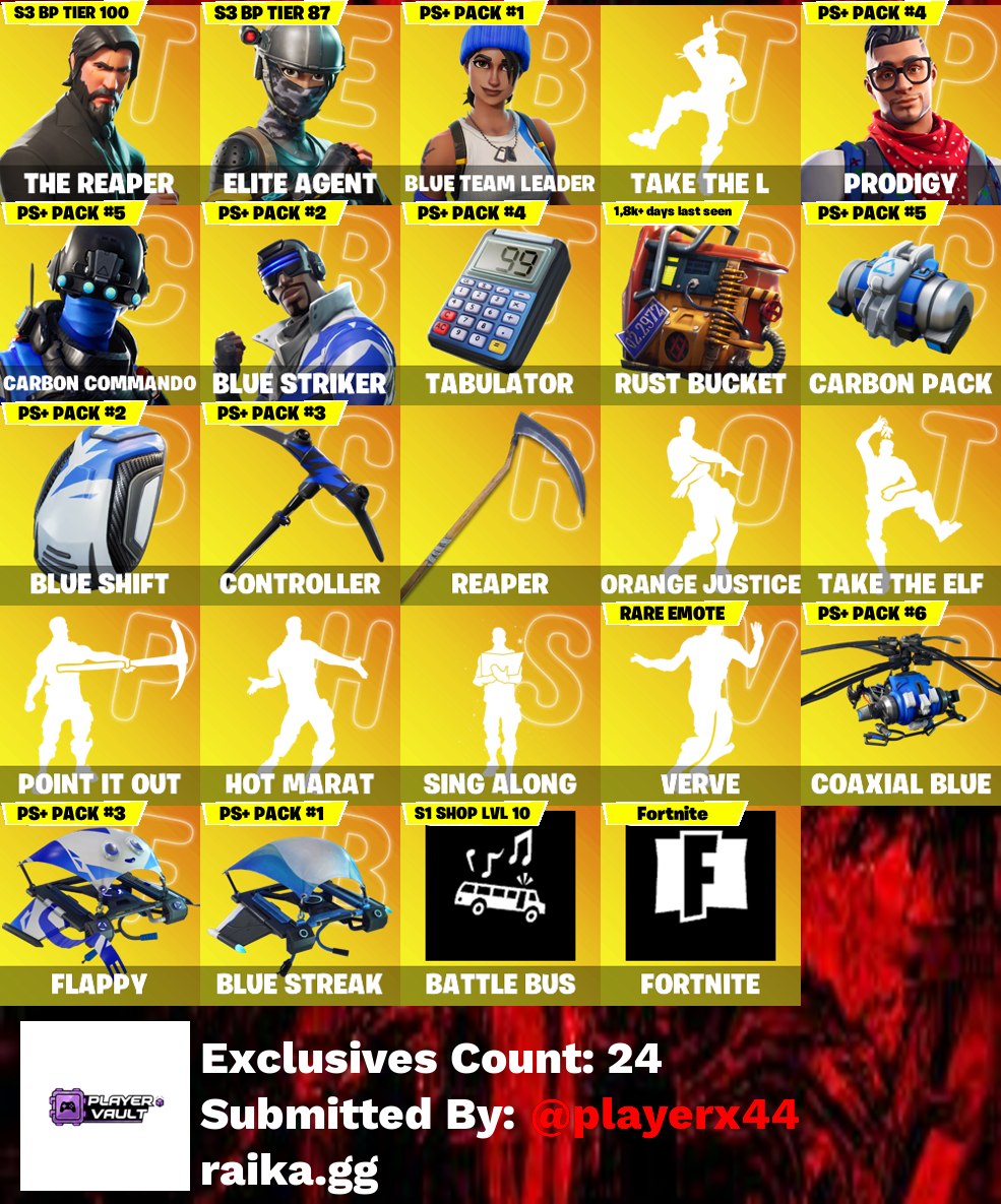 [PC/PSN/XBOX] 71 skins | The Reaper | Elite Agent | Blue Team Leader | Prodigy | Carbon Commando | Blue Striker | Sentinel | Calamity | Dark Voyager | 2250 VB - Image 1