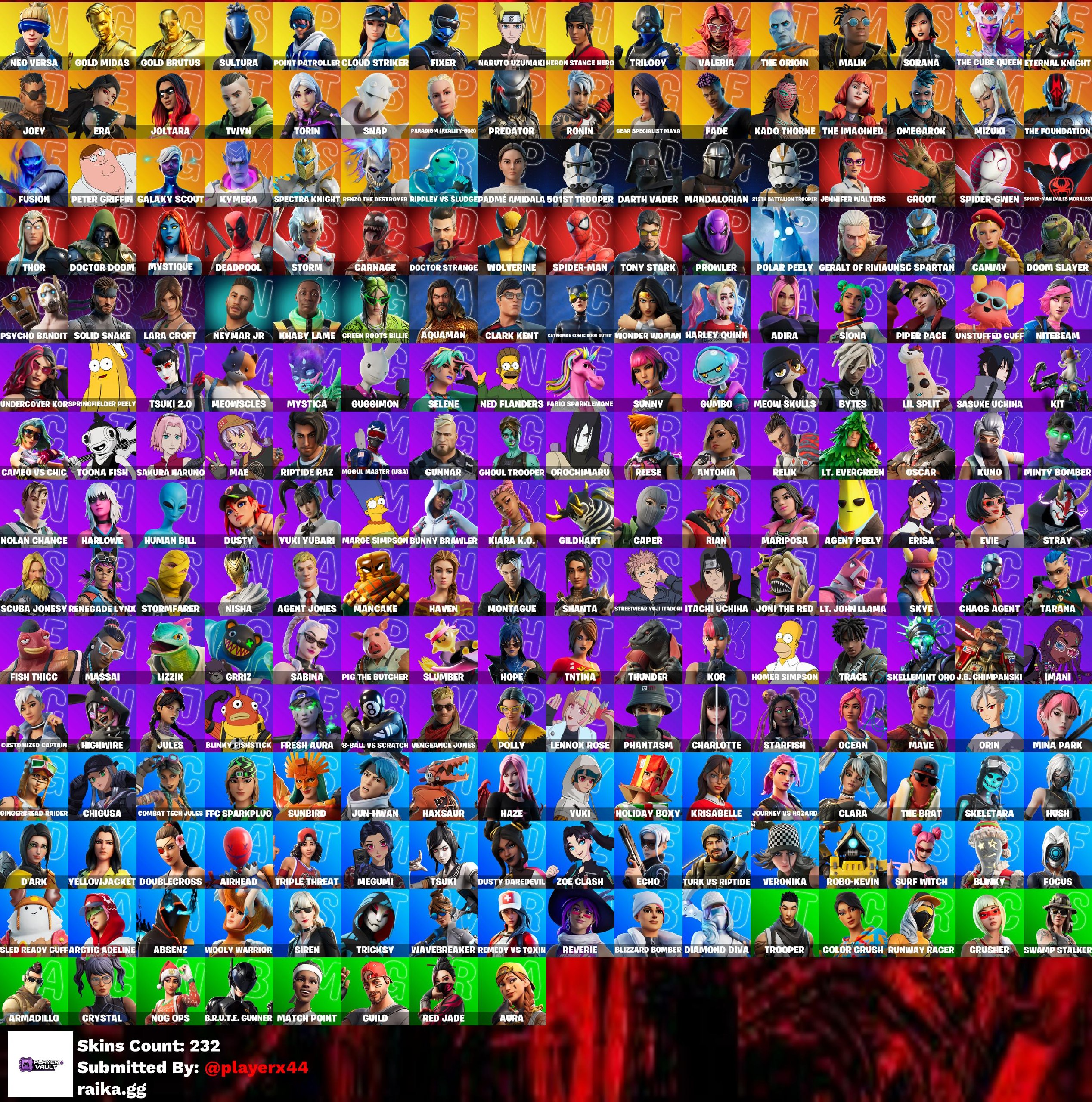 [PC/PSN/XBOX] 232 skins | Neo Versa | Gold Midas | Gold Brutus | Sultura | Point Patroller | Cloud Striker | Fixer | Naruto Uzumaki | Heron Stance Hero | 200 V - Image 7