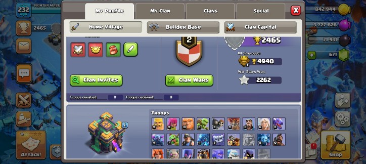 TH14 Semi-Max Account | Snow Day Scenery | 12 Hero Skins (Warrior Queen) | 55/75/37/25 Heroes | Free NC - Image 4