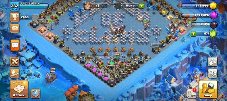 TH14 Semi-Max Account | Snow Day Scenery | 12 Hero Skins (Warrior Queen) | 55/75/37/25 Heroes | Free NC - Image 2