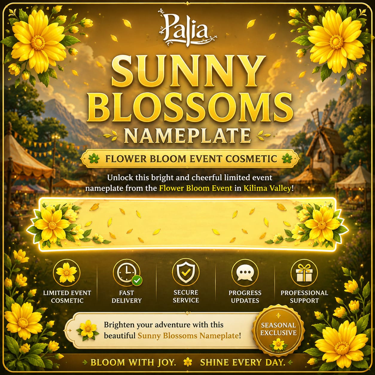 Sunny Blossoms Nameplate | Flower Bloom Cosmetic Unlock - Image 1