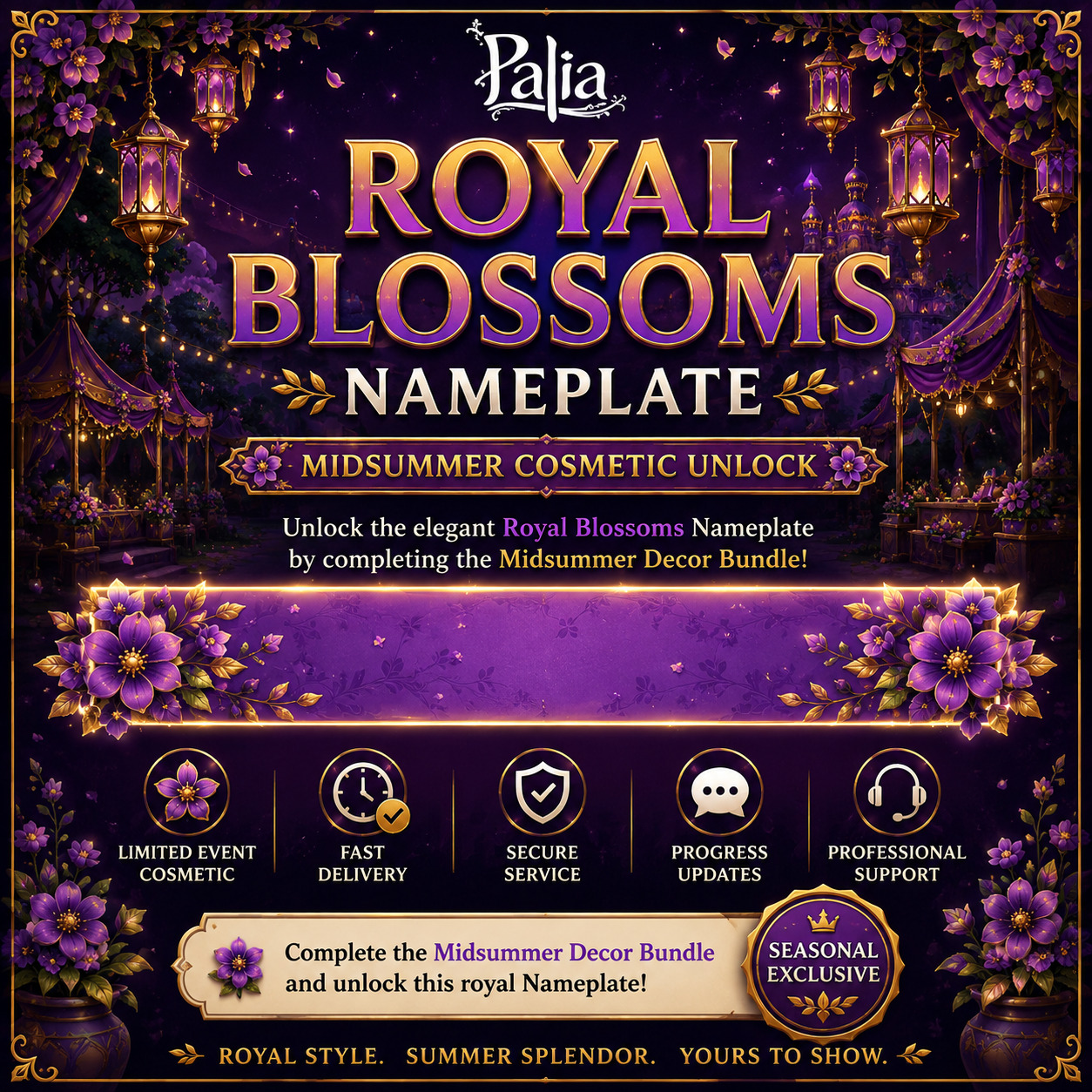 Royal Blossoms Nameplate | Midsummer Decor Bundle Unlock - Image 1