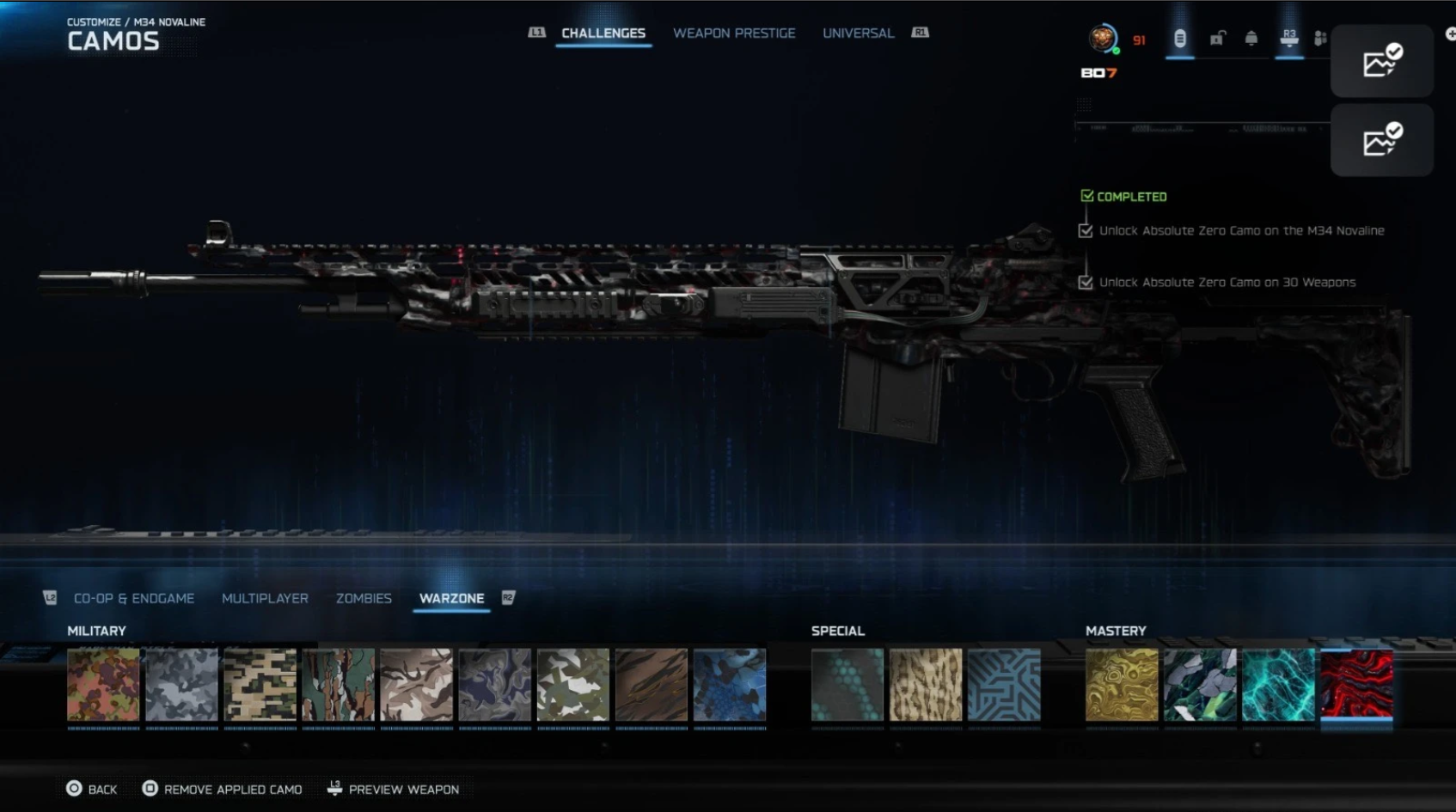 👑 Nexus Horizon Camo 🪭 Prestige Master 👌 Infestation ☣️ Genesis 🌱 Apocalypse 🌋 Singularity 🌌 👑 2000+ Camos 🧣 Level 91 🪄 Main Account 🧑‍🚀 34 Operator Skins 🏅 29 Prestige 🎯 34 Universal Cam - Image 4