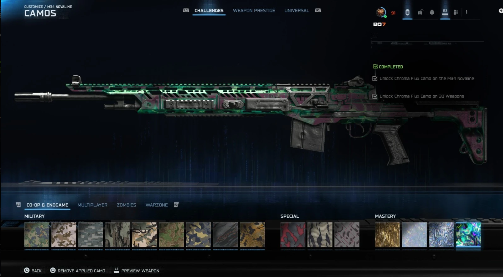 👑 Nexus Horizon Camo 🪭 Prestige Master 👌 Infestation ☣️ Genesis 🌱 Apocalypse 🌋 Singularity 🌌 👑 2000+ Camos 🧣 Level 91 🪄 Main Account 🧑‍🚀 34 Operator Skins 🏅 29 Prestige 🎯 34 Universal Cam - Image 5