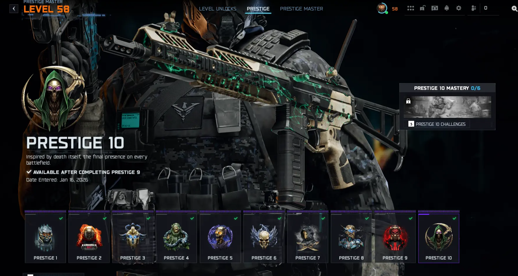 🔥 BO7 🔥 Singularity Camo 🏔️ Prestige Master 58 🛶 Battle Pass S1 Completed 🏺 20 Operators 🪐 500+ Camos 🧭 All Guns High Level 🕹️ Full Access • Linkable PS / Xbox / Steam / Battle.net - Image 1