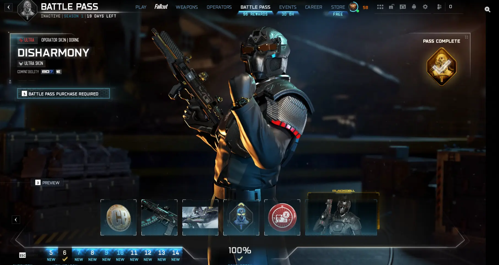 🔥 BO7 🔥 Singularity Camo 🏔️ Prestige Master 58 🛶 Battle Pass S1 Completed 🏺 20 Operators 🪐 500+ Camos 🧭 All Guns High Level 🕹️ Full Access • Linkable PS / Xbox / Steam / Battle.net - Image 3