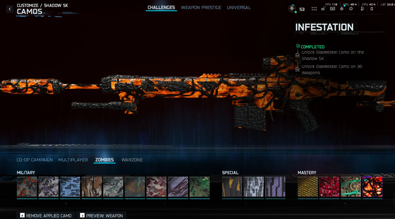 ⚡ BO7 ⚡ 🜸 Infestation Camo ✧ 450+ Camos 🦅 Prestige 3 LVL 55 Max 🔥 All Guns Unlocked 🧑‍✈️ 15+ Operators 🔐 Full Access 🌍 Linkable: Steam • Battle.net • Xbox • PSN - Image 3