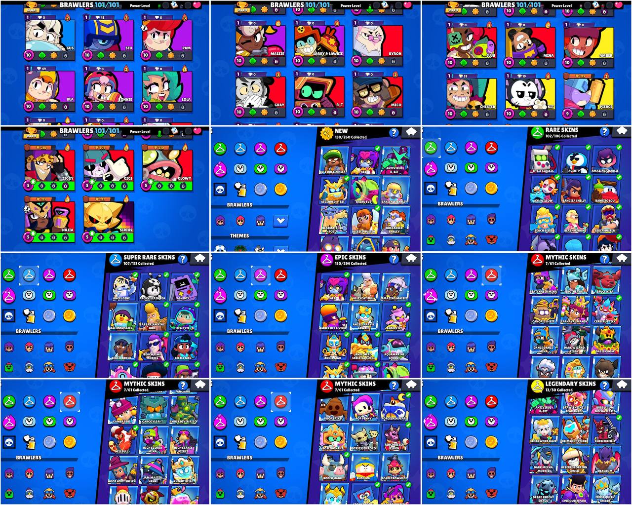 OG 2019, RED KING FRANK, SOLAR FAME 2, 104k+ TROPHY, 95 PRESTIGE ,65 HYPER CHARGED, 7 MAXED BRAWLERS, 386 OP SKINS [7 MYTHIC + 12 LEGENDARY + 8 HYPERCHARGED] , 1198 PINS, 591 PLAYER ICON AND 279 SPRAY - Image 5
