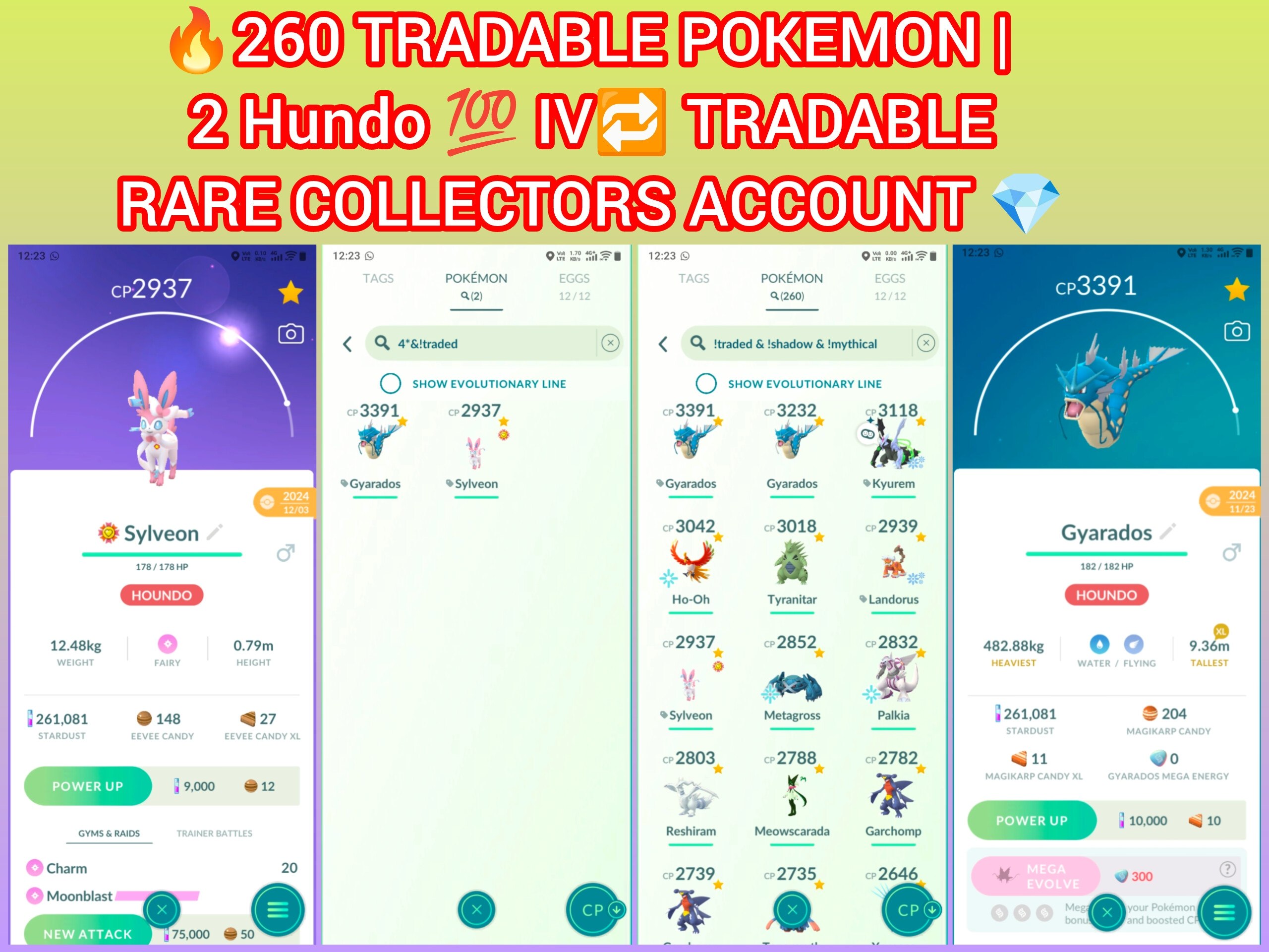 HIGH VALUE LVL 42) SPECIAL BG KYUREM | SHADOW SHINY HO-OH / 260 TRADABLE | 59 SHINY | 70 LEGENDARY / RARE COLLECTION - Image 2