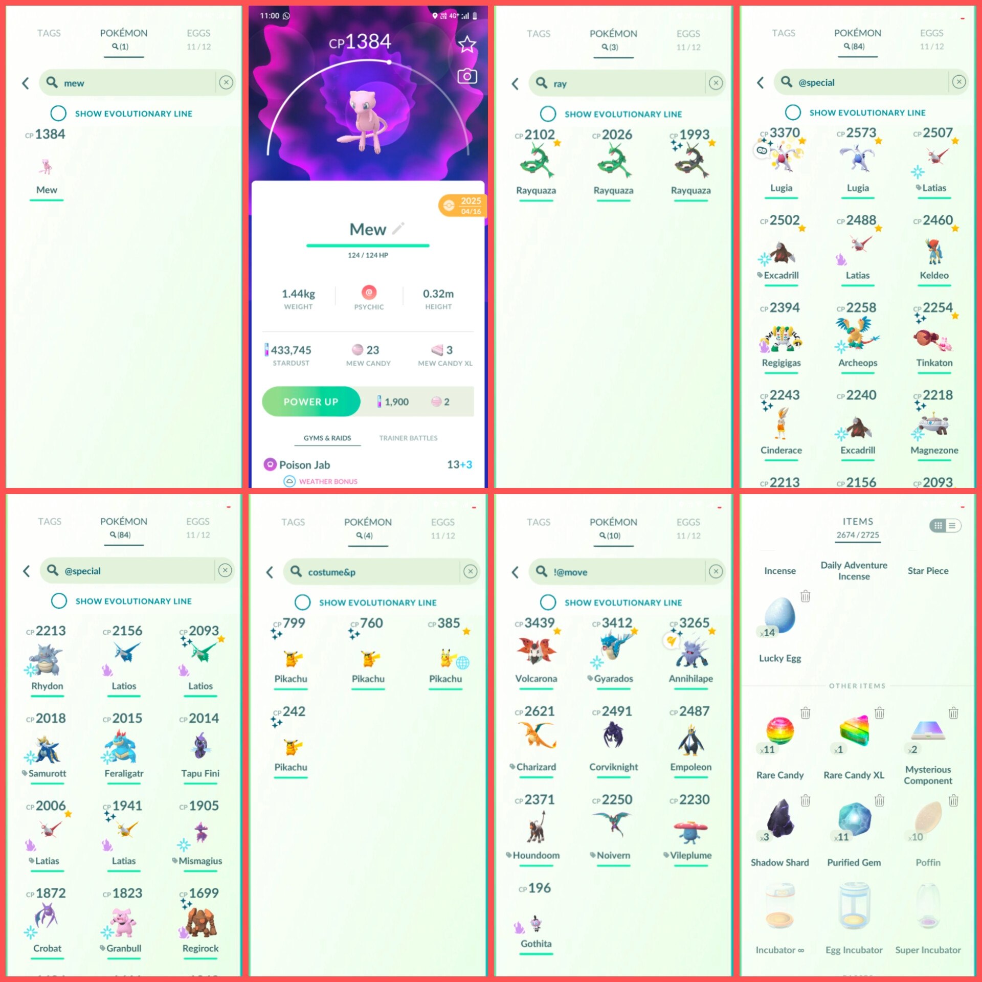 MEW - HO-OH - RAYQUAZA LUGIA  LVL 69 STACKED ACCT 37 HUNDO IV) 193 SHINY | 100 LEGENDARY | G- MAX D- MAX | INSTANT - Image 3