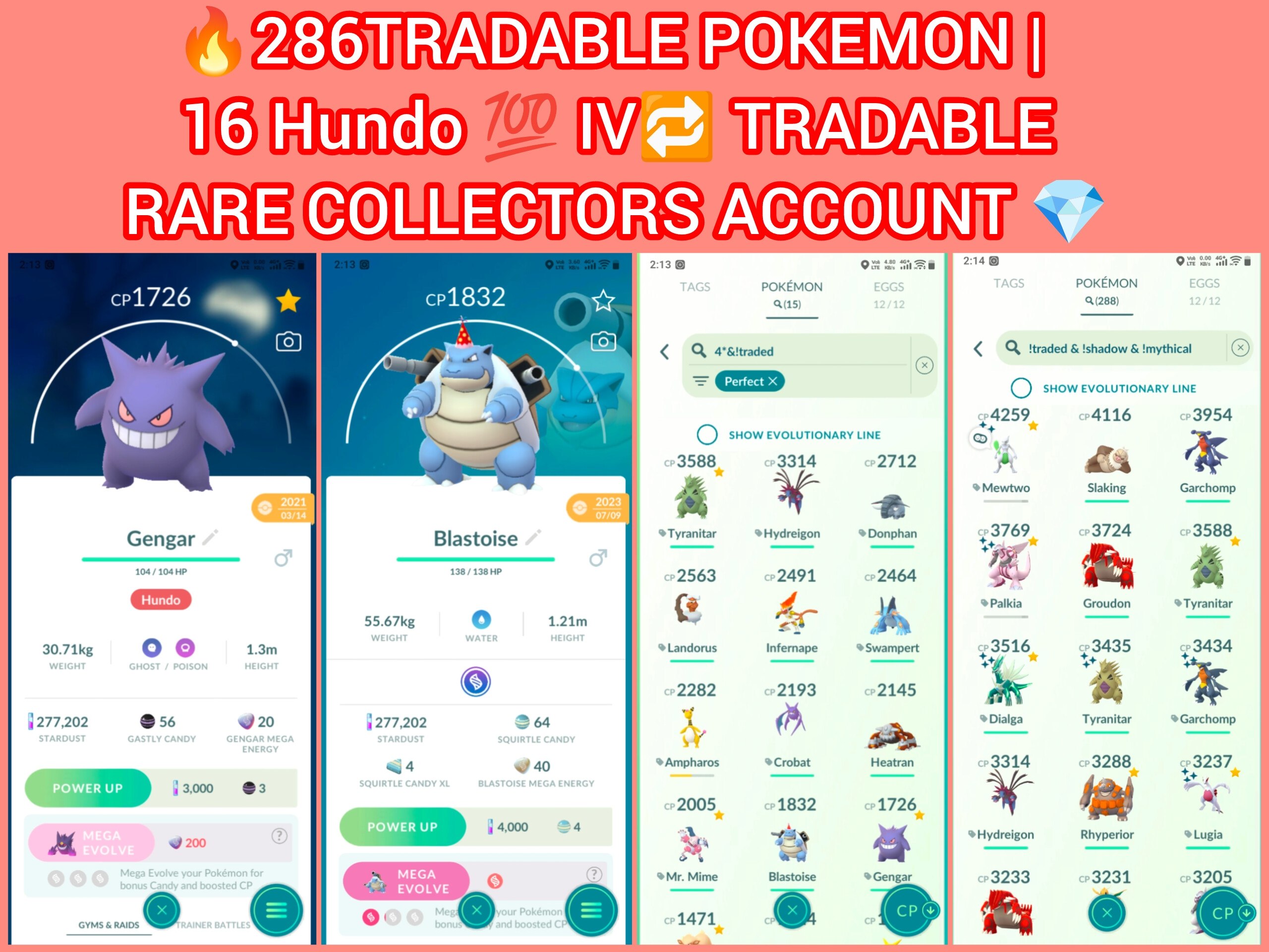 OLD ACCT 2019 PG LVL 52 | SHINY MEWTWO LUGIA HO-OH | 80 SHINY | 141 LEGENDARY | 286 TRADABLE | 15 HUNDO | RARE ACCT - Image 6