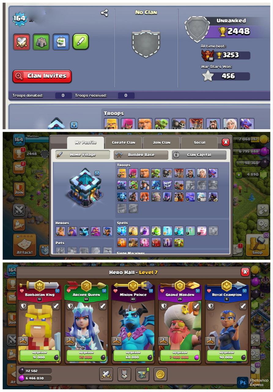 💥 TH13 SEMI MAX | Titan League Badge 🛡 | Blacksmith Ready 🔓 | 1000+ Rename Cards | Heroes 65/54/40/5 | BH-9 | Fast Delivery 🚚 - Image 1