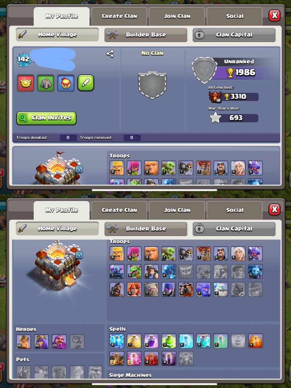 🎯 COMBO COC TH11 & BS | Level 140 | 55 Brawlers | 22K Cups | Max TH11 Base | 442 CWL & 1715 Raid Medals | 693 War Stars | Max Heroes | BH8 | Instant Delivery ✅ - Image 2