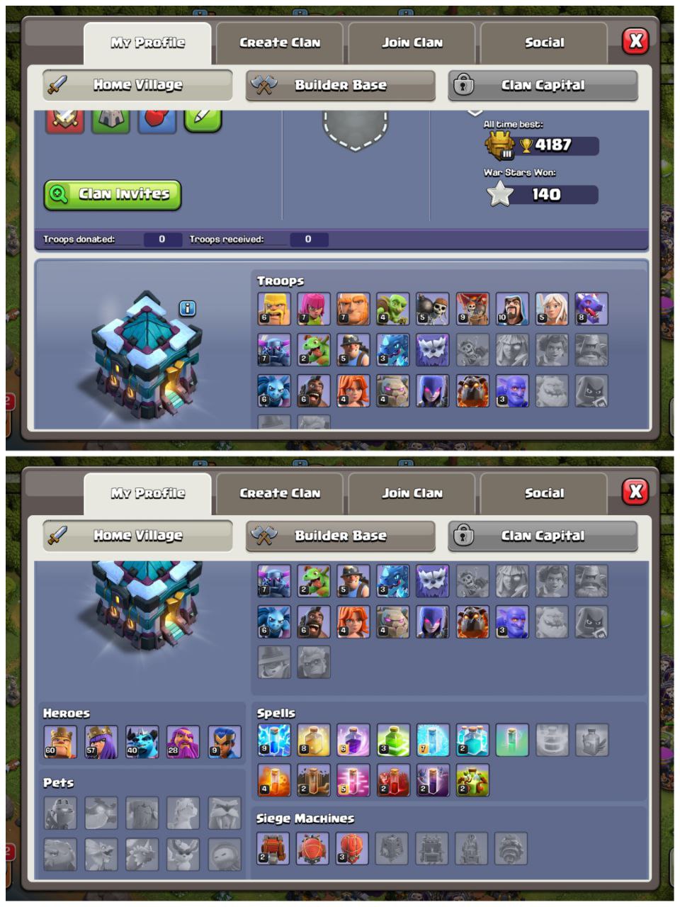 ⚔️ TH13 POWER ACCOUNT | HEROES 💪 60-57-40-28-9 | 🏆 TITAN READY | 🎁 STACKED MAGIC ITEMS | 🚀 QUICK DELIVERY - Image 1