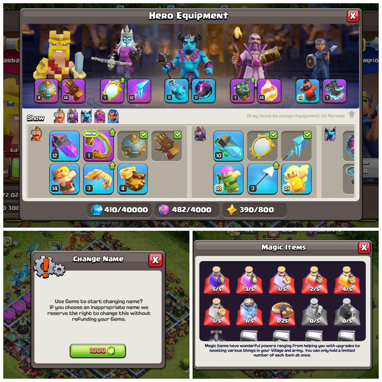 🔥 TH14 NEAR MAX 💥 | 3687 ATB 🏆 | EPIC EQUIPMENTS ⚙️ | MAGIC ITEMS STACKED 🎁 | MAX NIGHT BASE 🌙 | HEROES 73-80-53-55-30 👑 | INSTANT DELIVERY ⚡️ - Image 2