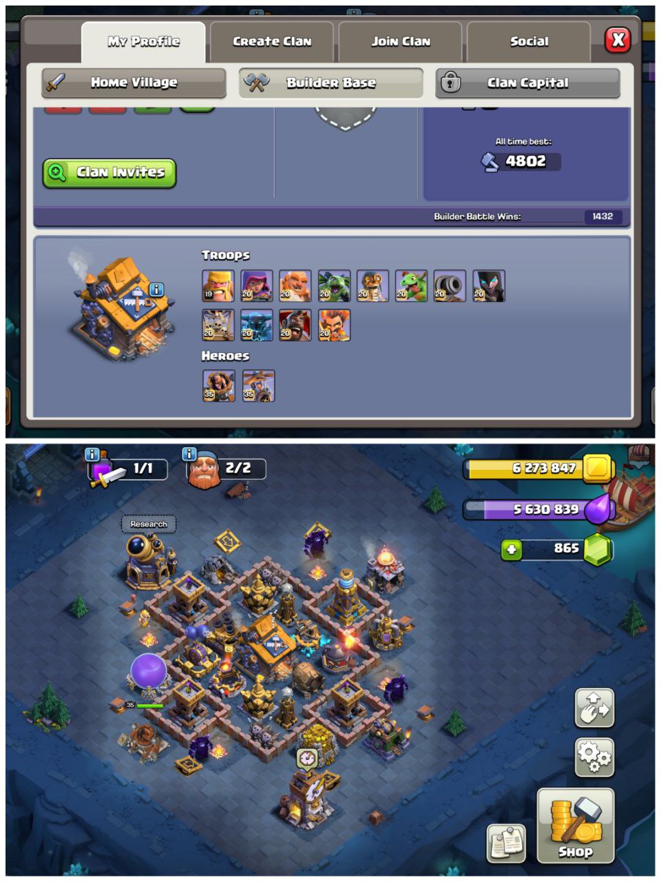 🔥 TH14 NEAR MAX 💥 | 3687 ATB 🏆 | EPIC EQUIPMENTS ⚙️ | MAGIC ITEMS STACKED 🎁 | MAX NIGHT BASE 🌙 | HEROES 73-80-53-55-30 👑 | INSTANT DELIVERY ⚡️ - Image 3