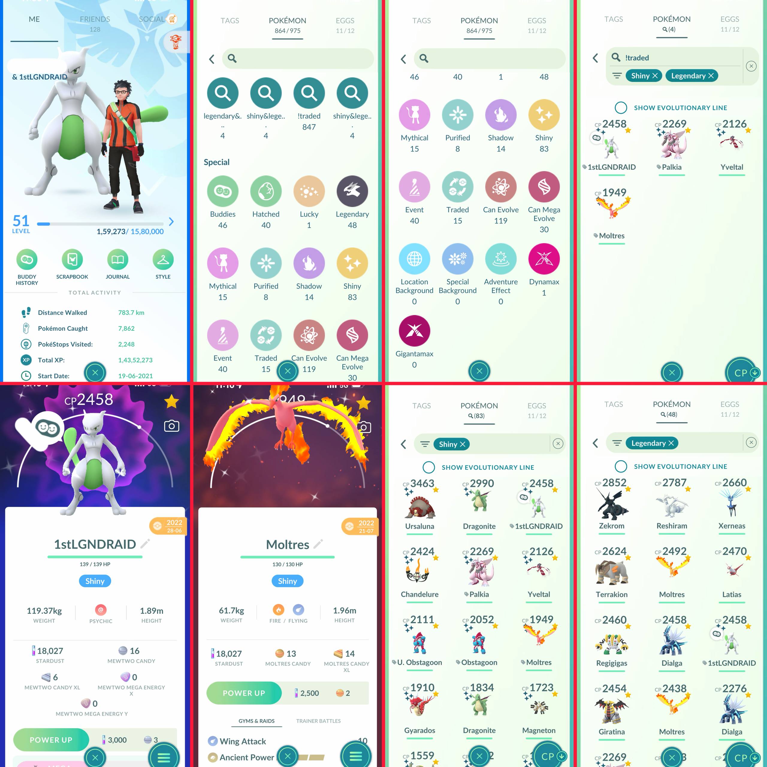 FRESH STOCK LVL 51 SHINY MEWTWO MOLTRES ) 818 TRADEABLE PG) 83 SHINY | 48 LEGENDARY ) RARE COLLECTOR - Image 2
