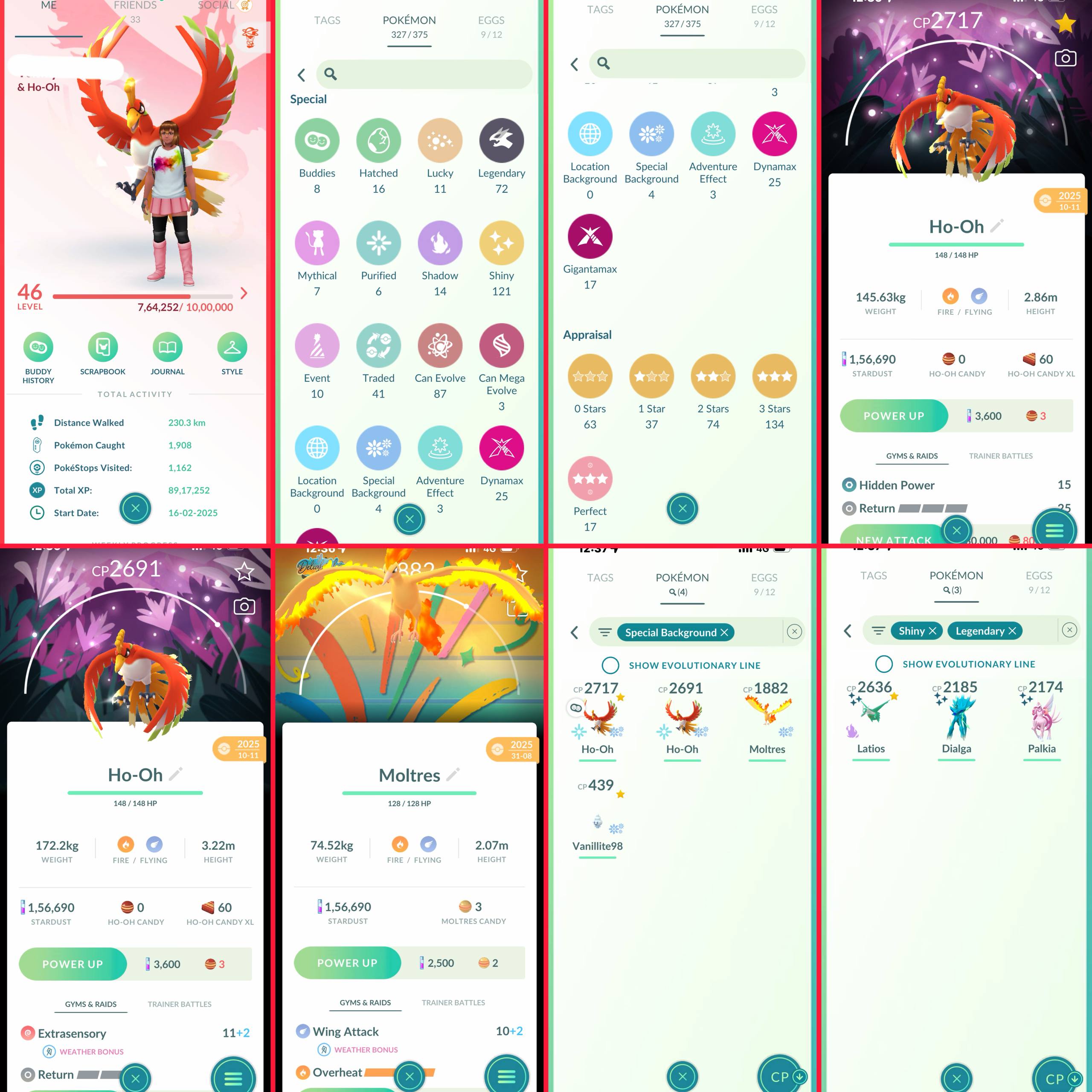 LVL 46 PG ACCT | SPECIAL BG RARE HO-OH COLLECTION ) 121 Shiny 72 LEGENDARY | 17 HUNDOS | 263 TRADABLE | SHADOW & GIGANTAMAX ) INSTANT DELIVERY - Image 2