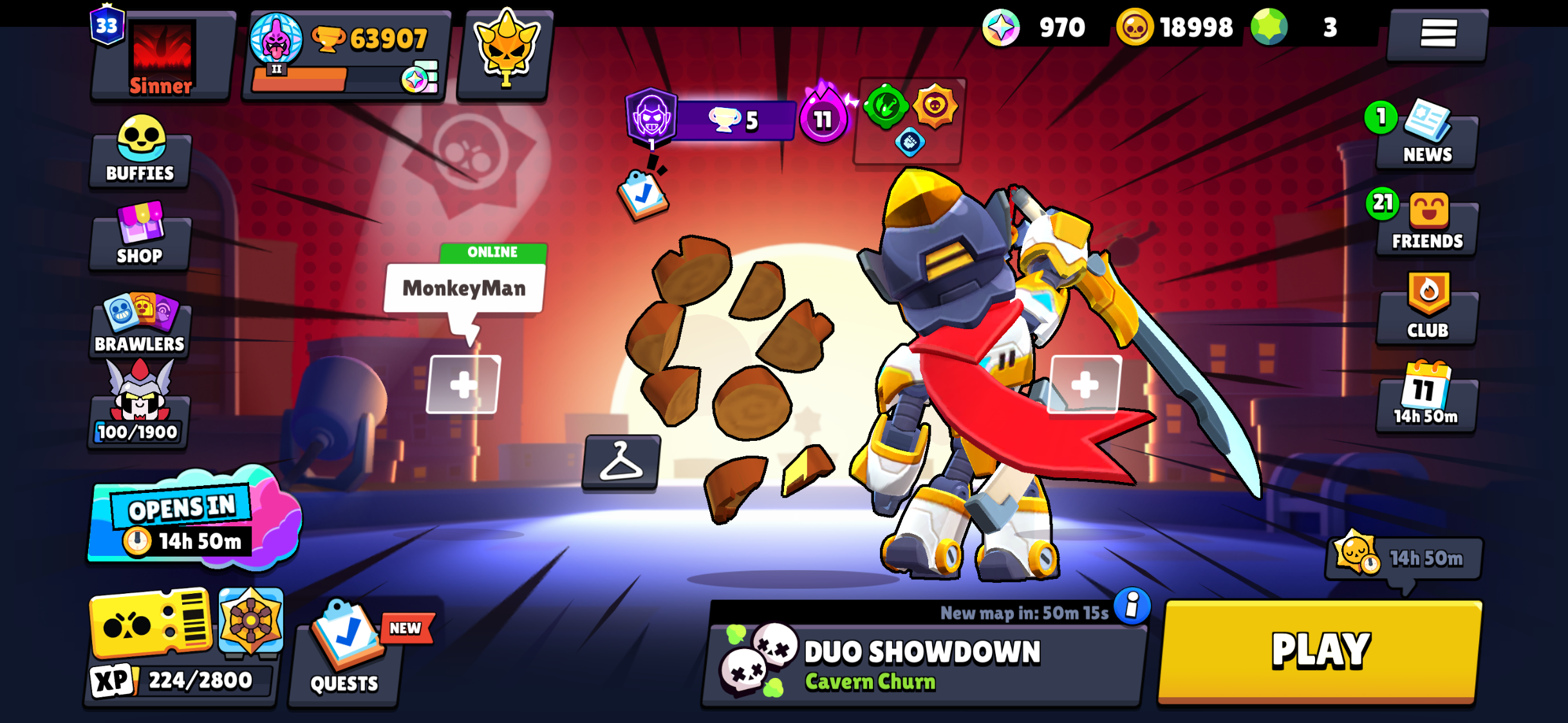 Brawl Stars Account – 63.9K Trophies | 100 Brawlers | Mythic III | 17 Hypercharges - Image 1