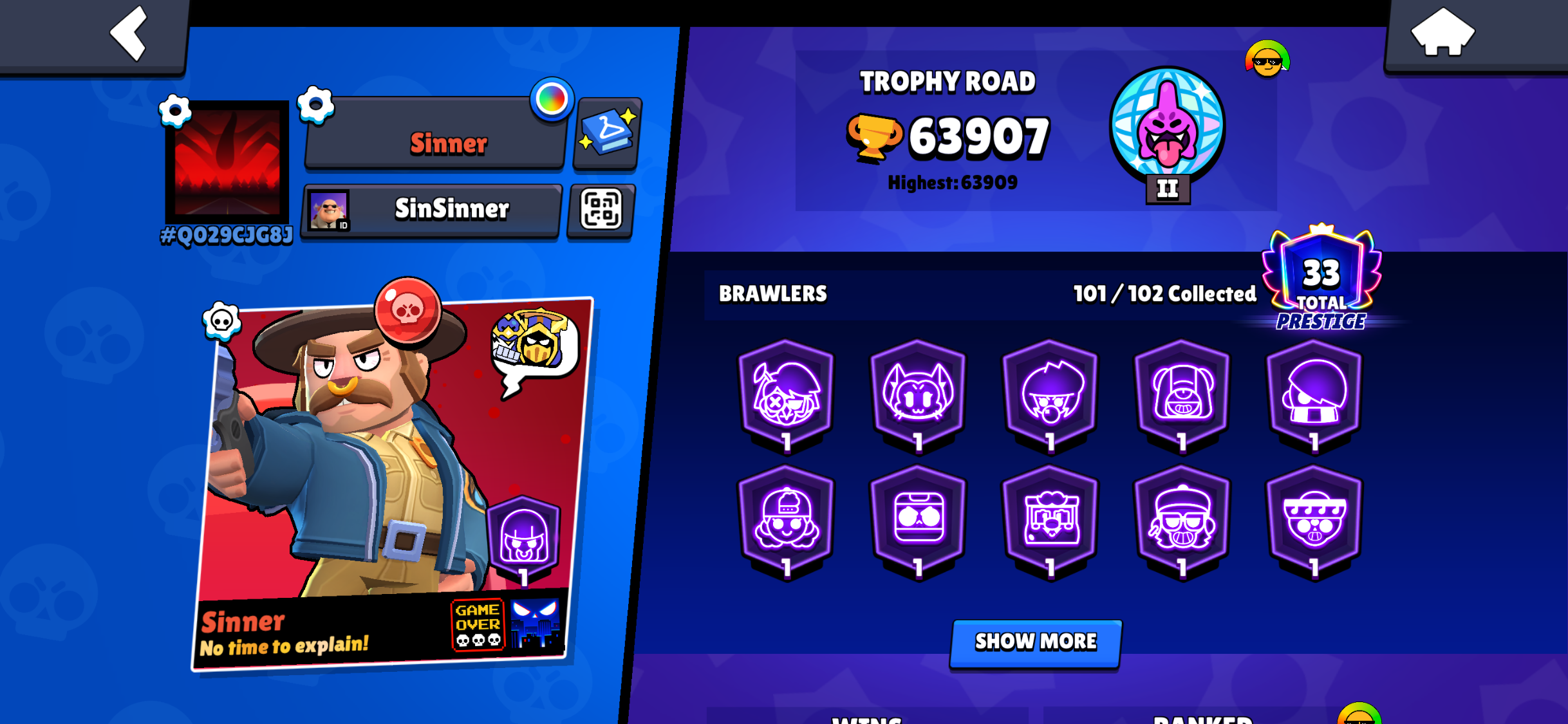 Brawl Stars Account – 63.9K Trophies | 100 Brawlers | Mythic III | 17 Hypercharges - Image 4