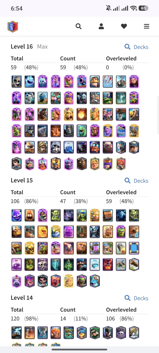 59 MAX CARD 🤩24 EVO 🥵LEVEL ACCOUNT 79 💥ARENA 32💥 TROPHY 14K 💥186 EMOTE 💥 - Image 2