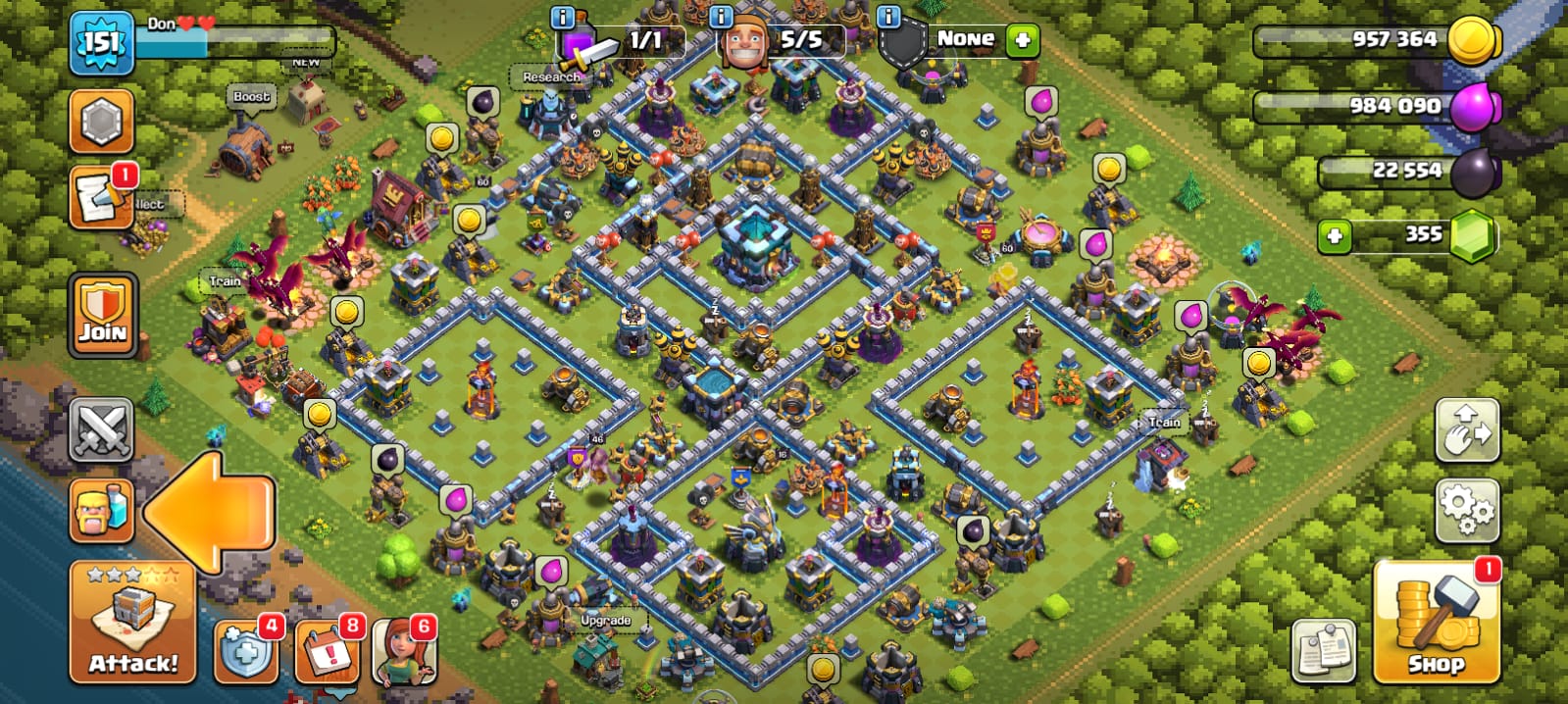 ✨🌸 TH13 Nearly Max • BK 60 • AQ 60 • GW 46 • RC 16 • Blue Walls • Max Defence • Pixel Scenery • XP 151 🌸✨ - Image 1