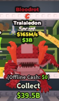 🩸 Tralaledon | Bloodrot | SECRET 💎 | 1 Trait | 165M/s | HIGH-VALUE ITEM | CHEAPEST ITEM 💸 | INSTANT DELIVERY ⚡ - Image