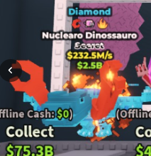 💎 Nuclearo Dinossauro | Diamond | SECRET 💎 | 3 Traits | 232.5M/s | HIGH-VALUE ITEM | CHEAPEST ITEM 💸 | INSTANT DELIVERY ⚡ - Image
