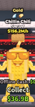 🥇 Chillin Chili | Gold | SECRET 💎 | 2 Traits | 156.2M/s | HIGH-VALUE ITEM | CHEAPEST ITEM 💸 | INSTANT DELIVERY ⚡ - Image
