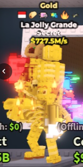 🥇 La Jolly Grande | Gold | SECRET 💎 | 6 Traits | 727.5M/s | TOP-TIER ITEM | CHEAPEST ITEM 💸 | INSTANT DELIVERY ⚡ - Image