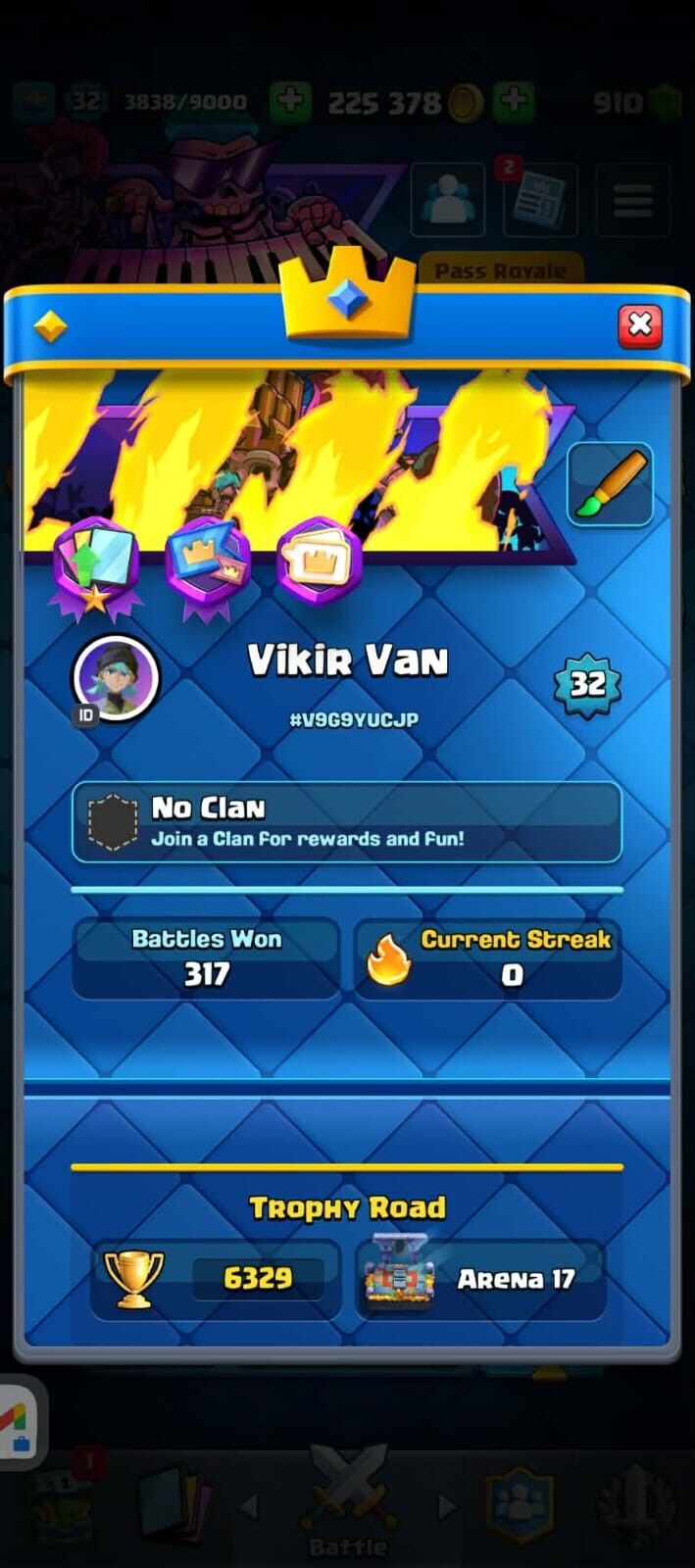 KT 11 Clash Royale Account ⚔️ 6329 Trophies ⭐ 108 Cards • 3 Evolutions ⭐ Full Email Access | Instant Delivery - Image 1