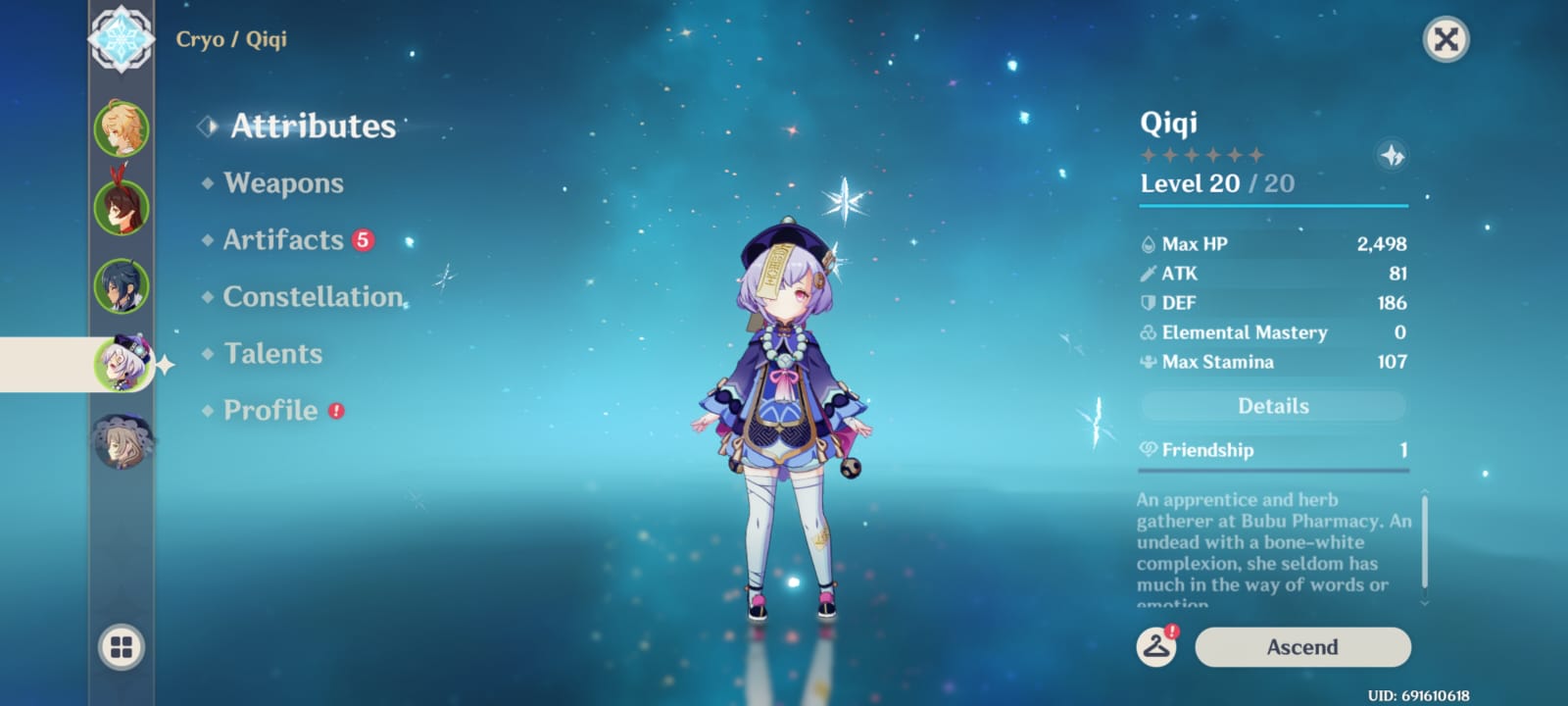 [NA] |☘️ QiQi☘️ |  AR7 | 460 Primogems | 11 Wishes | ANIME AF GENSHIN STARTER ACCOUNT ⭐️ - Image