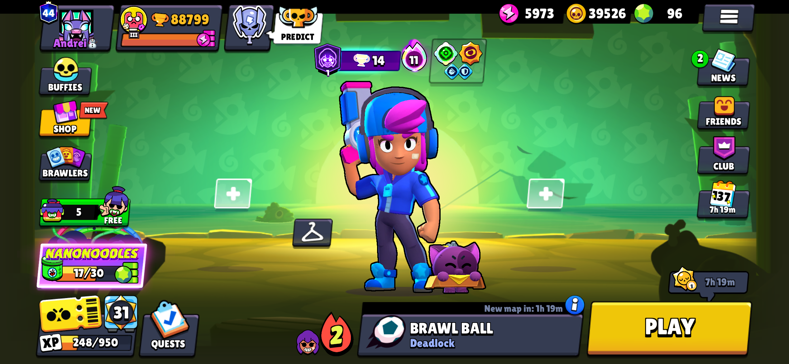 89k Trophies | 104/104 Brawler All Power 11 | 557 Skins| OG Account 2018 | 83 HyperCharge - Image 1