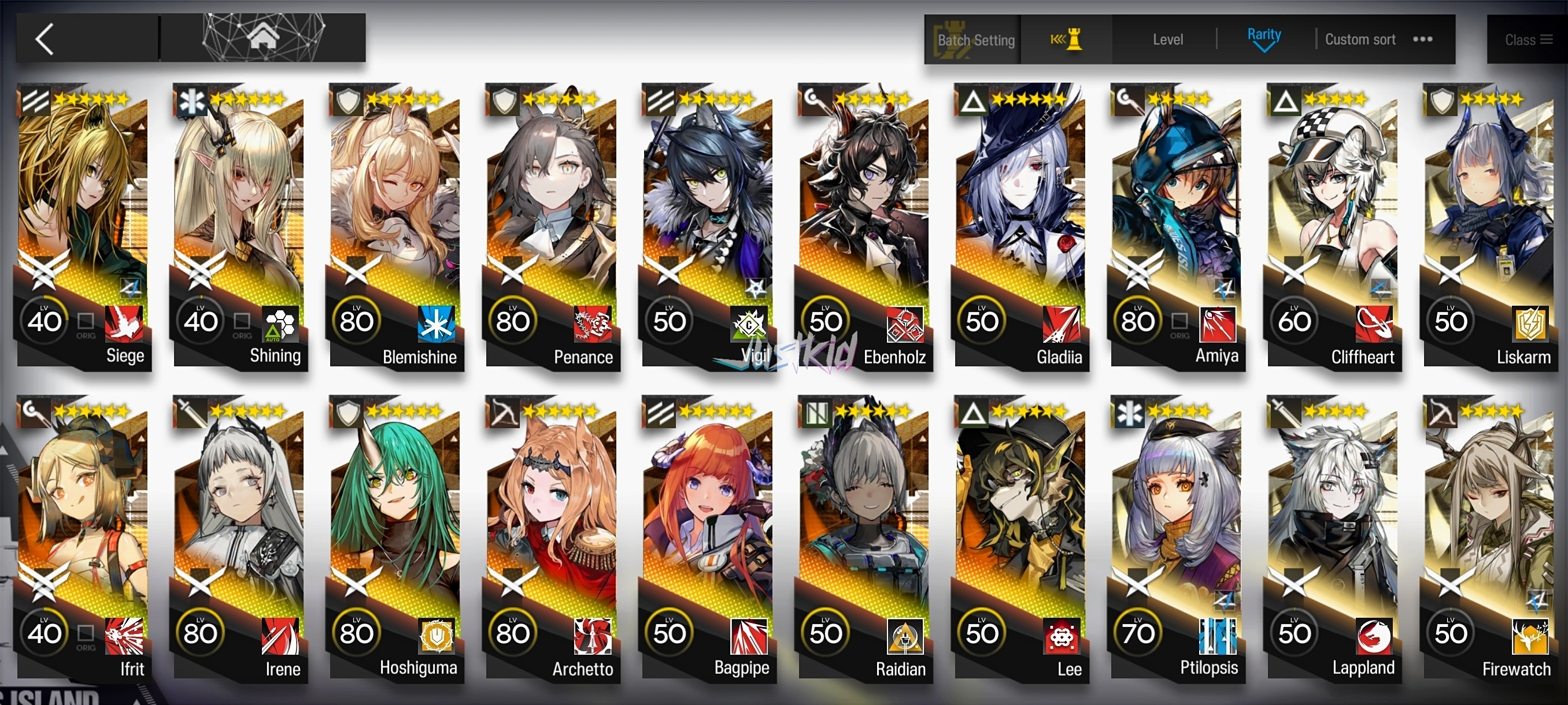 ARKNIGHTS GLOBAL MIDGAME 34*6 , 5 LIMITED WANG,LING,TEXAS ALTER,NEARL ALTER,GAVIAL ALTER , THORN,BLAZE,SILVERASH,EYJA,MUDROCK,PENANCE,BAGPIPE,HORN,SARIA,FIAMMETTA,IFRIT - Image 2