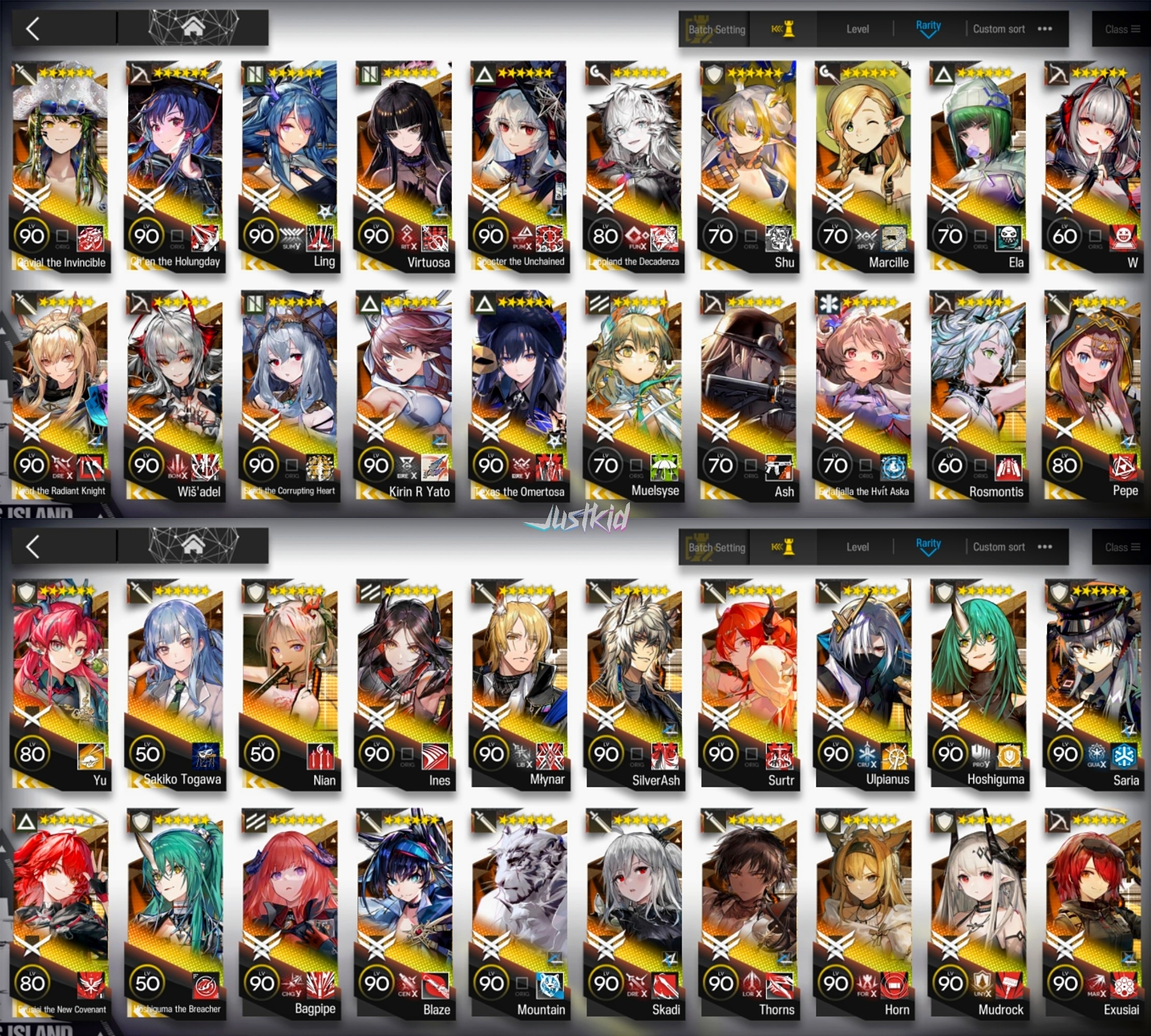 ARKNIGHTS GLOBAL LV120 , 25/29 LIMITED TEXAS ALTER AND LING MAXPOT , 98*6 , 364 T.O , 122 E2 , 195 SKINS , FULL COLLABS , FULL ABYSSAL HUNTER , SUI SIBLINGS - Image 1