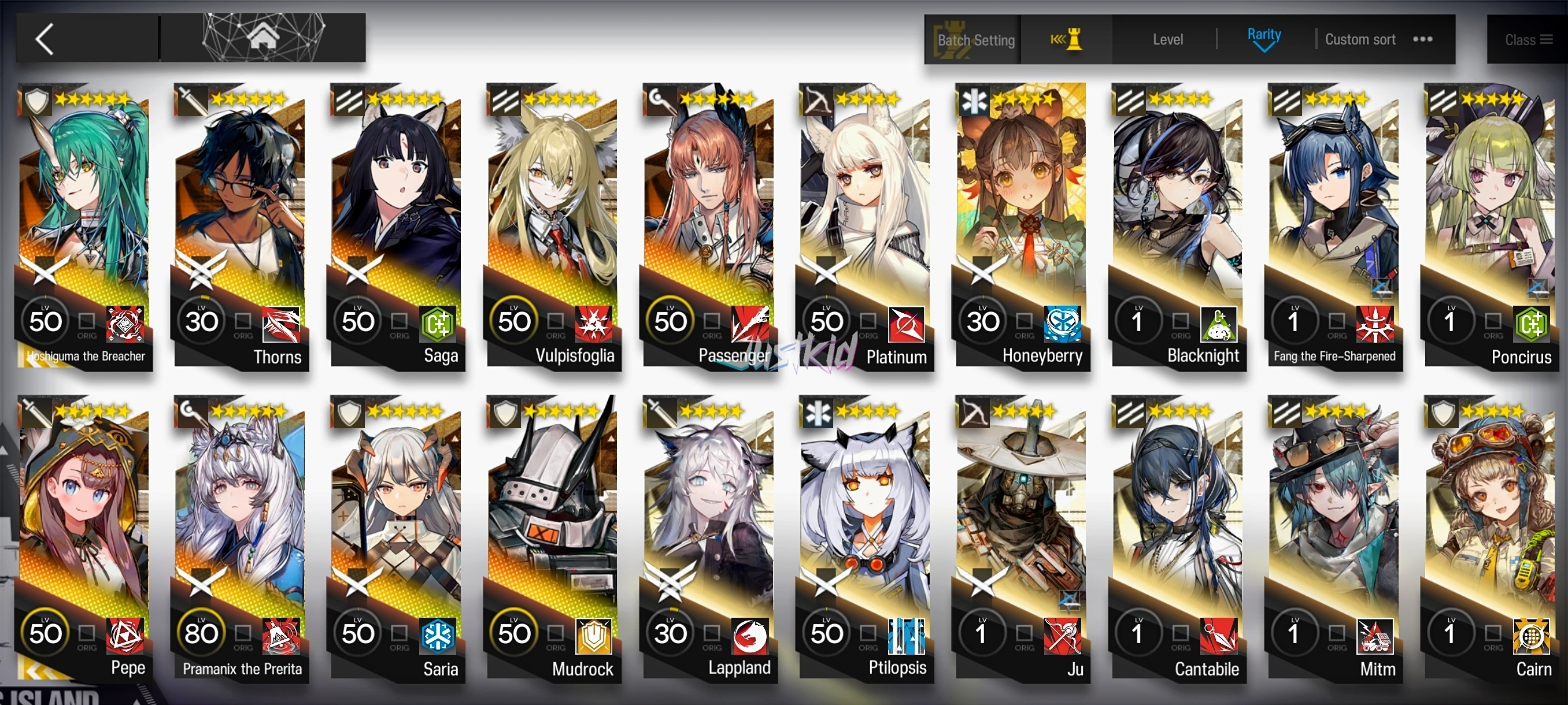 ARKNIGHTS GLOBAL STARTERMID 9*6 , 2 LIMITED HOSHIGUMA ALTER,PEPE , PRAMANIX ALTER,THORN,MUDROCK,SARIA,VULPISFOGLIA,SAGA,PASSENGER - Image 1