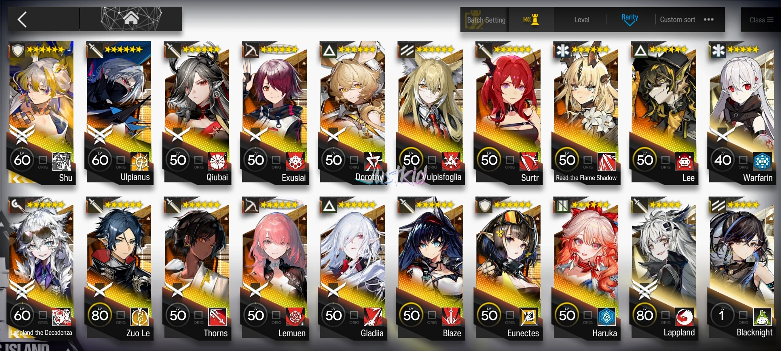 ARKNIGHTS GLOBAL EARLYMID 17*6 , 2 LIMITED LAPPLAND ALTER,SHU , HARUKA,ULPIANUS,LEMUEN,THORN,BLAZE,SURTR,REED ALTER,QIUBAI,EXUSIAI,DOROTHY,VULPISFOGLIA,GLADIA,LEE,ZUO LE - Image 1