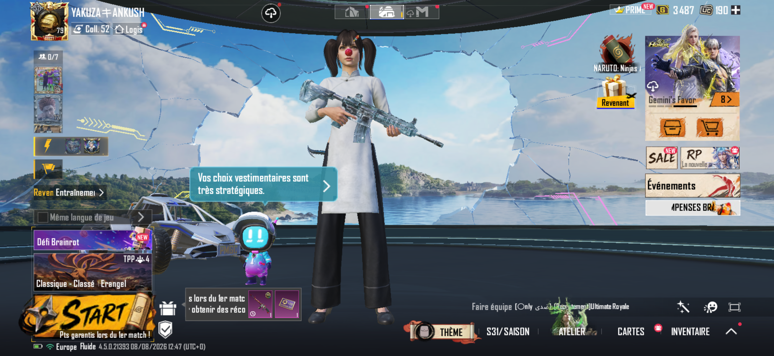 Level 74 | Conqueror C9S27 | Mythic Fashion 30/50 | M416 Glacier Lv4 | S12K Atomic Trigger Lv4 | 177 Weapon Skin | Weapon Lab 8 | GILT Spectral Byte | 145 Outfit Set | Queen Witch | Cycle 9 - Image 1