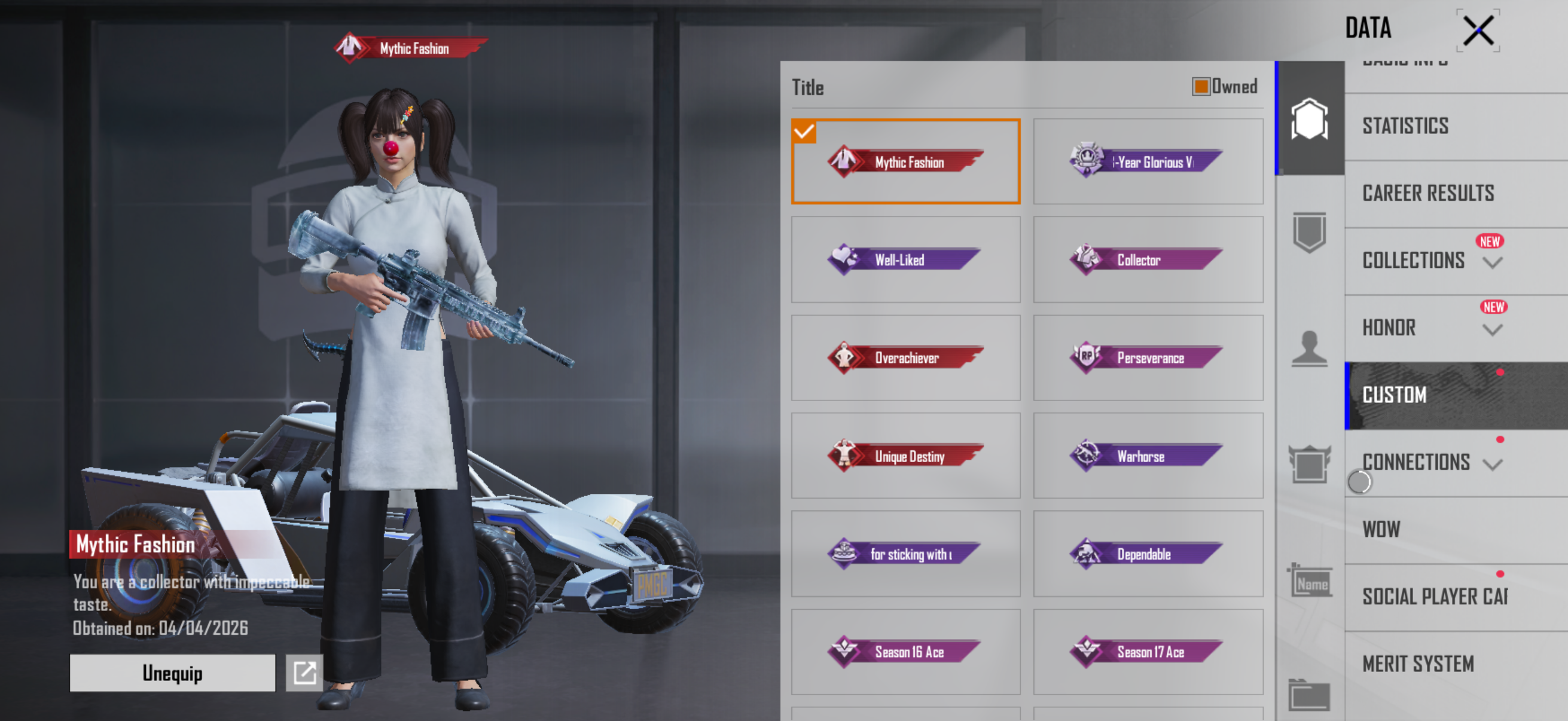 Level 74 | Conqueror C9S27 | Mythic Fashion 30/50 | M416 Glacier Lv4 | S12K Atomic Trigger Lv4 | 177 Weapon Skin | Weapon Lab 8 | GILT Spectral Byte | 145 Outfit Set | Queen Witch | Cycle 9 - Image 3