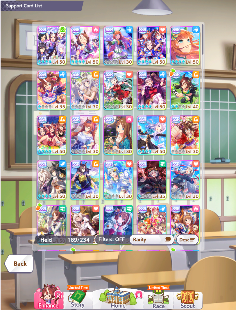 WHALE GLOBAL RANK SS / 56 UMAS (Many 5* and 4*) / Kitasan MLB + SuperCreek MLB + FineMotion MLB + Tachyon MLB + Light Hello LB3 | 72 SSR (32 SSR MLB) - Image 2