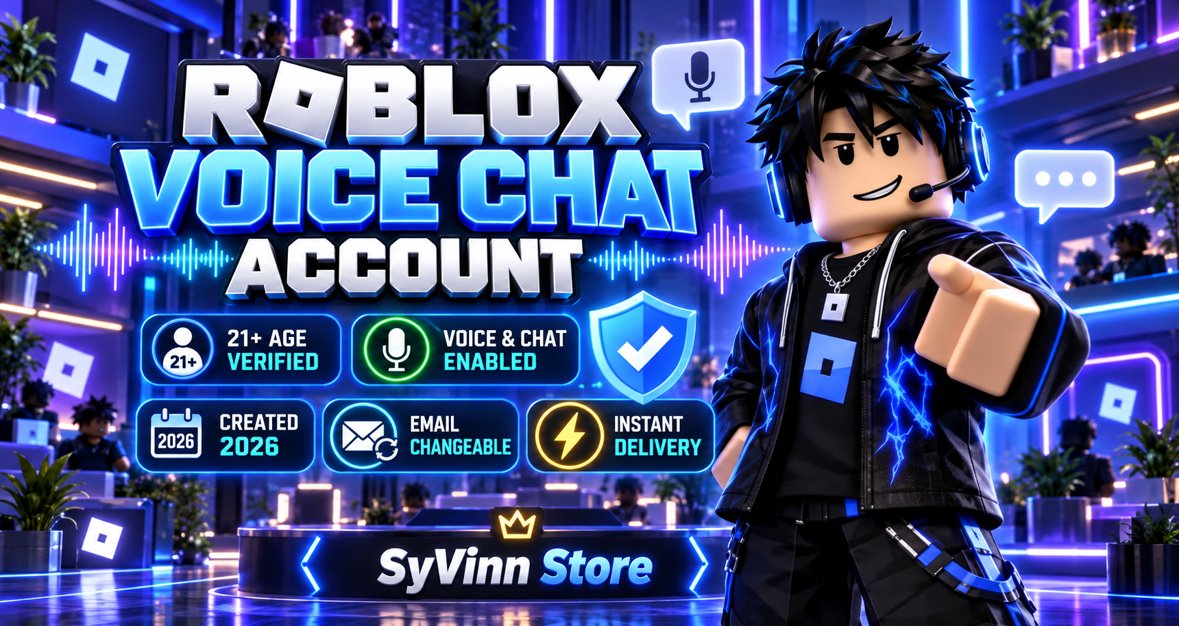 [INSTAN] Roblox Voice Chat Account | 21+ Age Verified | Voice Chat & Chat Enabled | Created 2026 | Email Changeable - Image